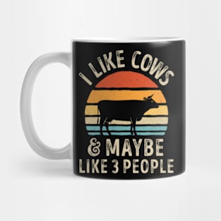 I Like Cows And Maybe Like 3 People Cow Farm Farmer Retro T-Shirt (1) Mug